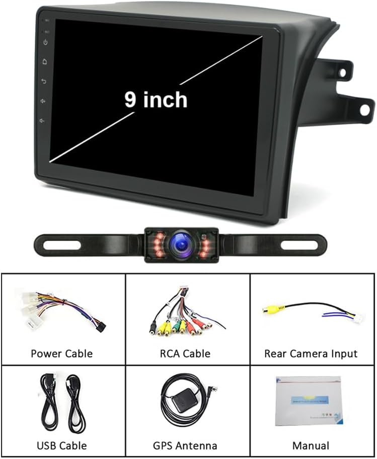 EWLSAC Android 12 Double Din Car Stereo Radio Player Suitable for Sienna 2004-2010 9 Inch HD Touch Screen Car Audio Receiver with GPS Navigation Bluetooth Head Unit Supports Backup Camera(2G+32G)